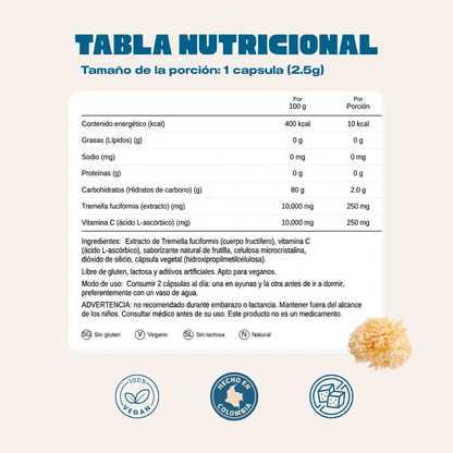 Cápsulas con tremella + vitamina C x60 UND